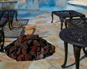 Fire pit entertainment area with a swimming pool and spa construction in Newport Beach, California.