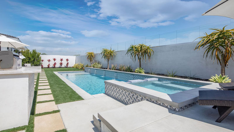 Southern California, Lake Forest Sideyard Custom Pool Design - Bliss in a Tight Space - Swan Pools