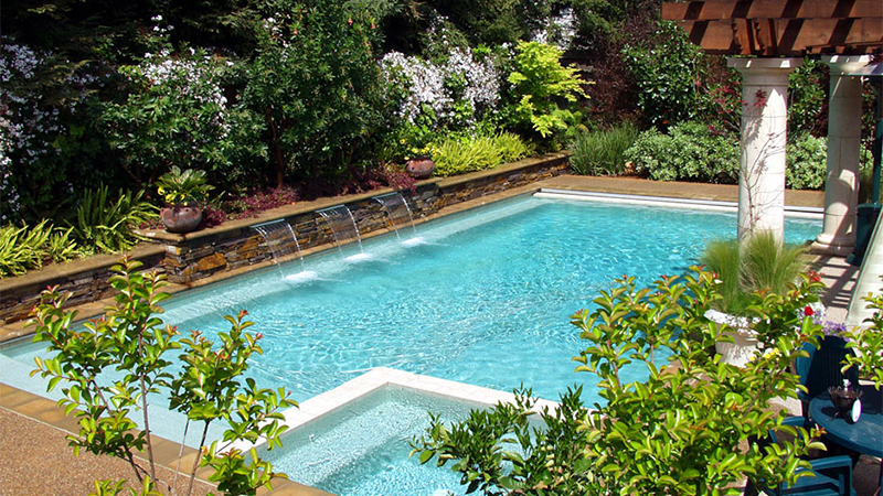 Click for a larger picture of the swimming pool and spa project titled Peaceful Dreams.