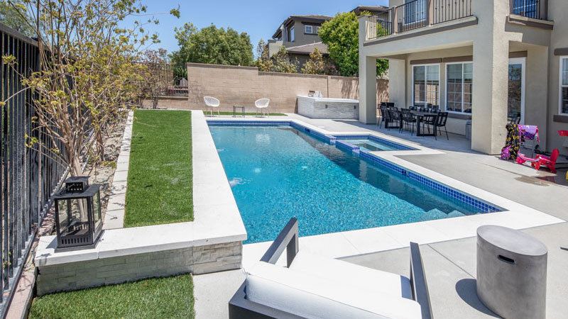 Southern California, Lake Forest Sideyard Custom Pool Design - Bliss in a Tight Space - Swan Pools