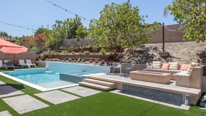 Southern California, Lake Forest Sideyard Custom Pool Design - Bliss in a Tight Space - Swan Pools