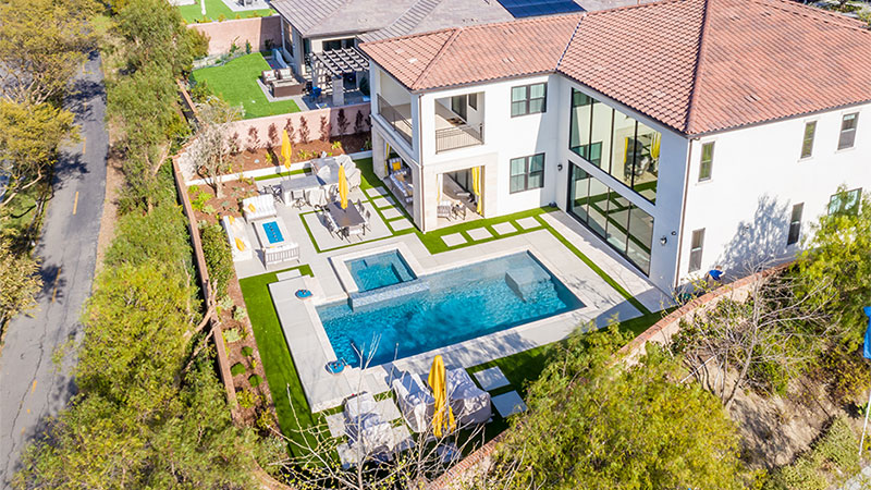 Southern California, Lake Forest Sideyard Custom Pool Design - Bliss in a Tight Space - Swan Pools