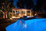 Swimming pool remodel with new built in spa.  Fire, pergola, and outdoor living in grand style, Laguna Hills, California.